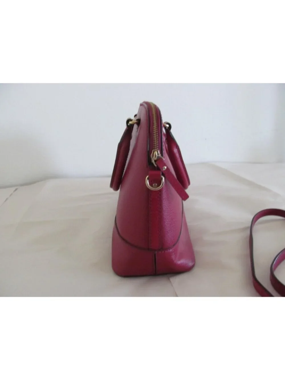 Kate Spade New York Burgundy Leather Dual Handles Shoulder Bag Removable Strap